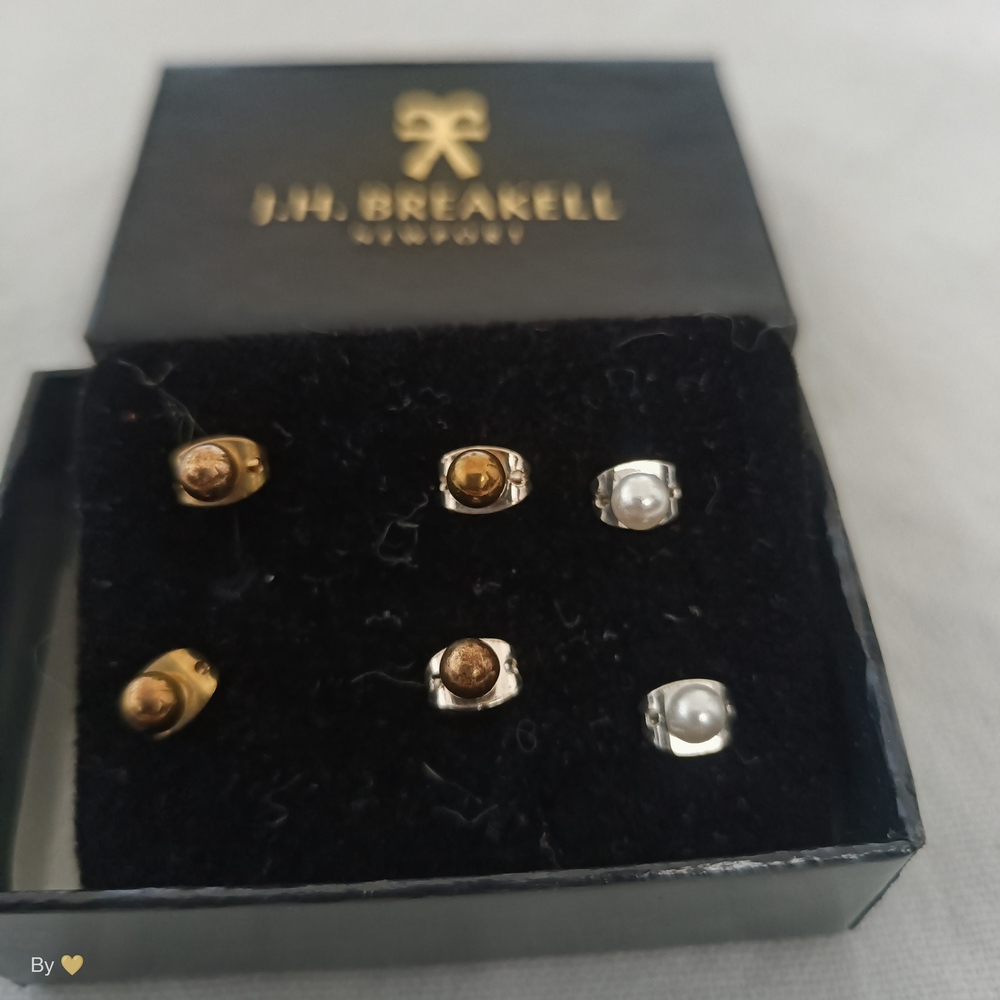J.H. Breakell Stud Earring Set in Gold and Silver Tones
